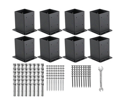 4x4 Post Base 8 Pack Steel Deck Post Anchors Black Powder Coated