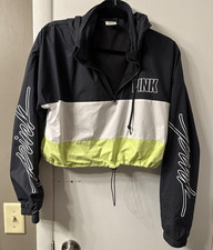 Victoria's Secret Pink Women Cropped Pullover Hooded Windbreaker Jacket New M