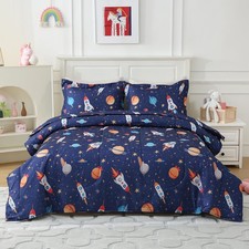 Boys Comforter Set Full Size Kids Bedding Sets Space Rocket Comforter with 2 ...