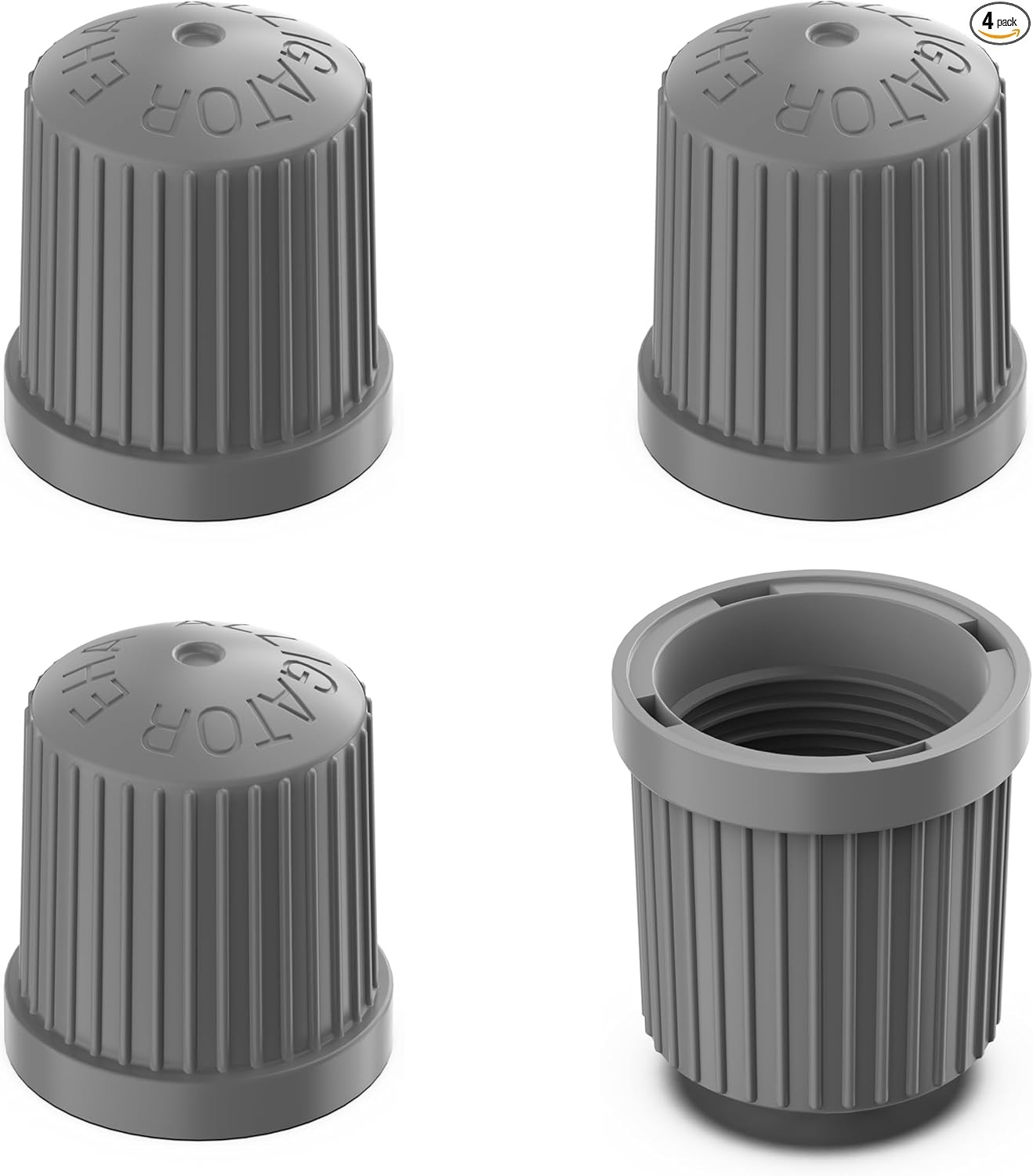 TPMS Tire Valve Caps (4-Pack) Secure Air Pressure Gray Valve