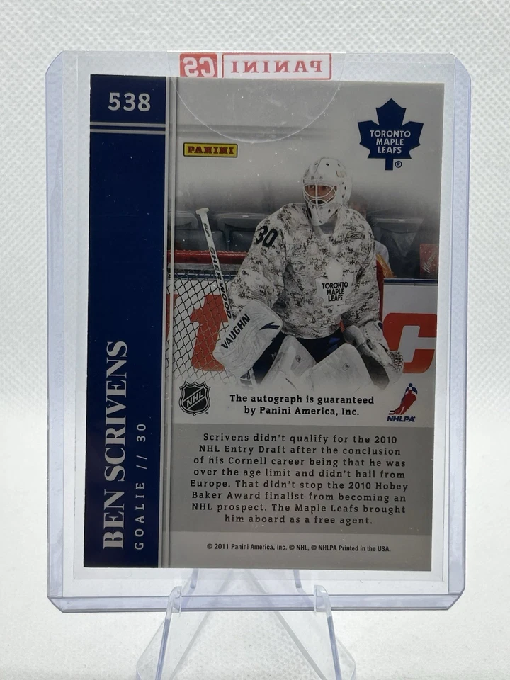 Panini Score Hot Rookies 2011-12 automático Ben Scrivens #538 Toronto Maple Leafs Foto 2 de 2