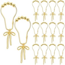 Shower Curtain Hooks 12 PCS Gold Bow Knot Rustproof Metal Decorative Rings