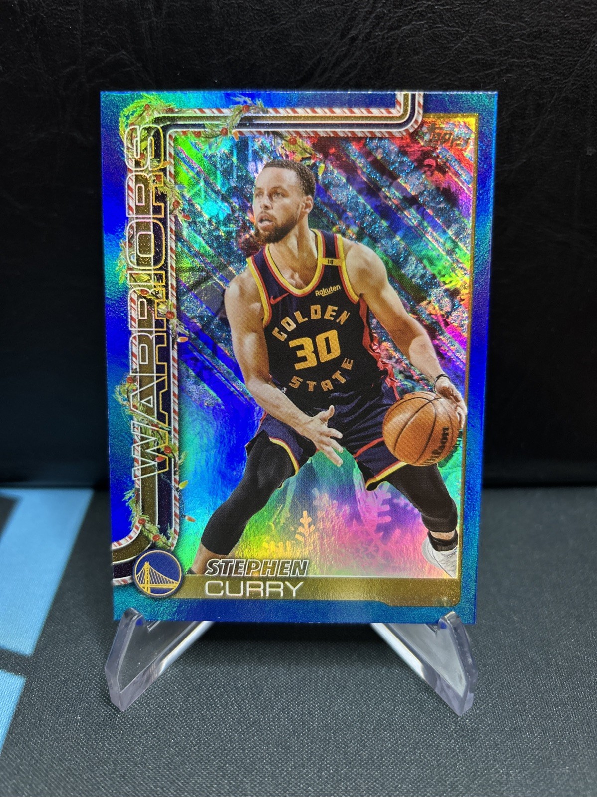 STEPHEN CURRY 2025-26 Topps Holiday Blue Metallic Glitter Holiday #H106
