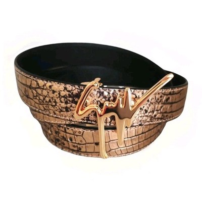 Guiseppe Zanotti Gold Crocodile/Python Leather Belt With  display picture 2