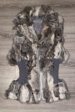 Damen Mädchen Weste Ärmellos Jacke Fellweste Pelz Oberteil Große 36 / S Grau Neu