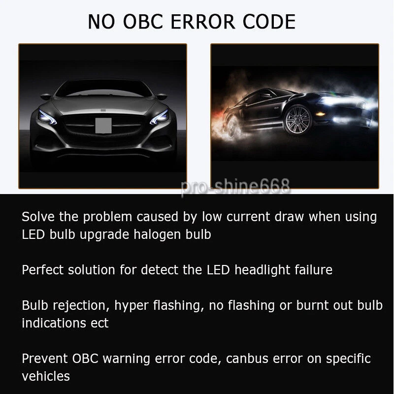 H1 H4 H7 9005 9006 9007 HB4 LED Headlight Anti Flicker Resistor Canceller Decode - Image 2 of 4