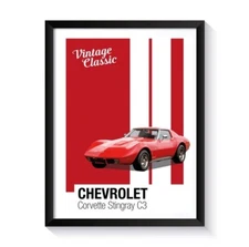 Chevrolet Corvette Stingray C3, American Muscle Cars, Printable Poster, Wall Art