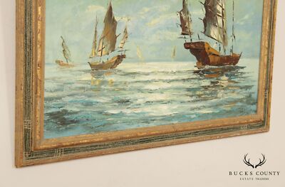 Chinese Trading Ships at Sea Original Painting by W. S.