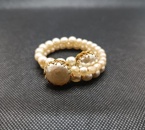 Miriam Haskell Faux Baroque Pearl Bracelet Signed - Picture 6 of 11
