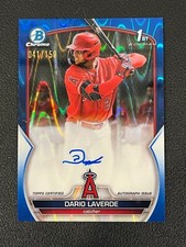 Dario Laverde 2023 Bowman Chrome 1st Auto Blue Raywave /150 Anges CPA-DL