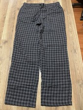 Croft  Barrow Pants, Men's Size Medium, Gray Black, Plaid, Waist Drawstring