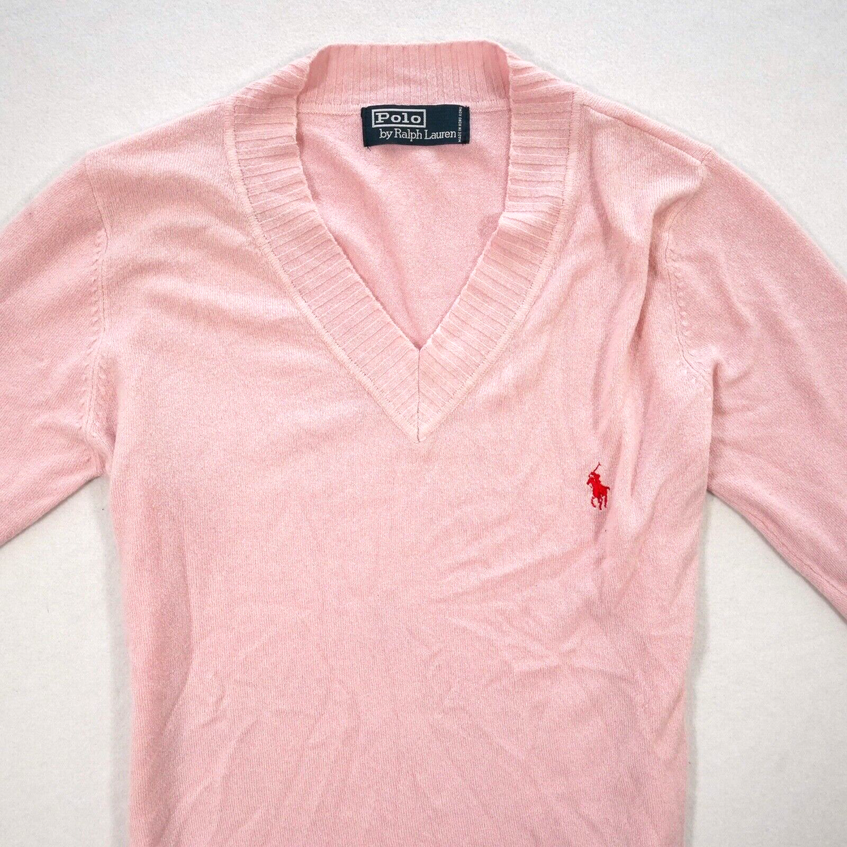 Polo Ralph Lauren Women's Sweater 100% Cashmere V-Neck Embroidered