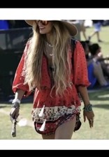 Spell & the Gypsy size 12/Large Red Sunset Mini Play Dress Rare Vintage Boho