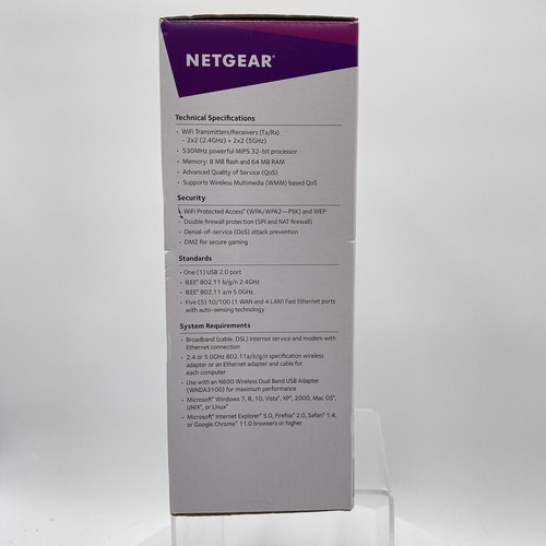 Netgear Wi-Fi Router Bezprzewodowy N600 Dual Band Router WNDR3400 300 + 300 Mbps - Zdjęcie 4 z 13