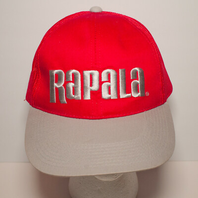 Vtg 90s Rapala Snapback Trucker Hat Spell Out Fishing Lures Embroidered One Size