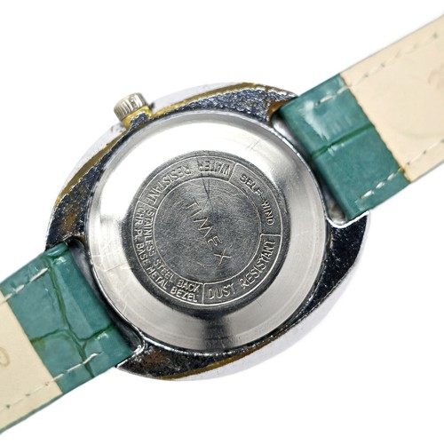Timex Men's Automatic Vintage 39mm Arabic Numerals Teal Leather UFO non running - Picture 6 of 10