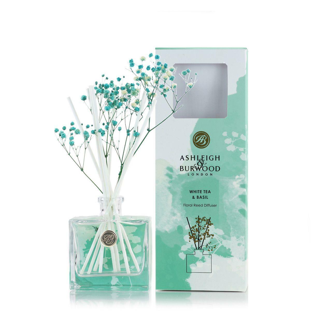 Ashleigh & Burwood In Bloom Aqua White Tea & Basil Scent Reed Diffuser Gift Set