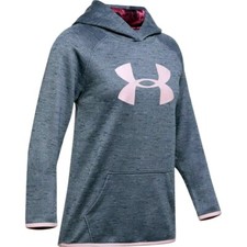 Under Armour Girls Coldgear Sweatshirt Hoodie NWT Size Small 8  Gray  Pink