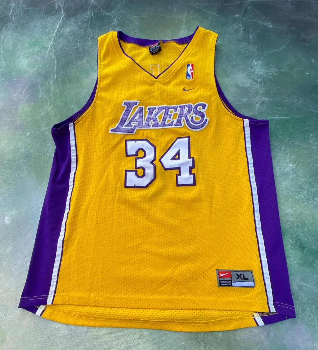 VINTAGE NIKE NBA LA LAKERS SHAQUILLE O'NEAL #34 JERSEY SIZE XL 1990s