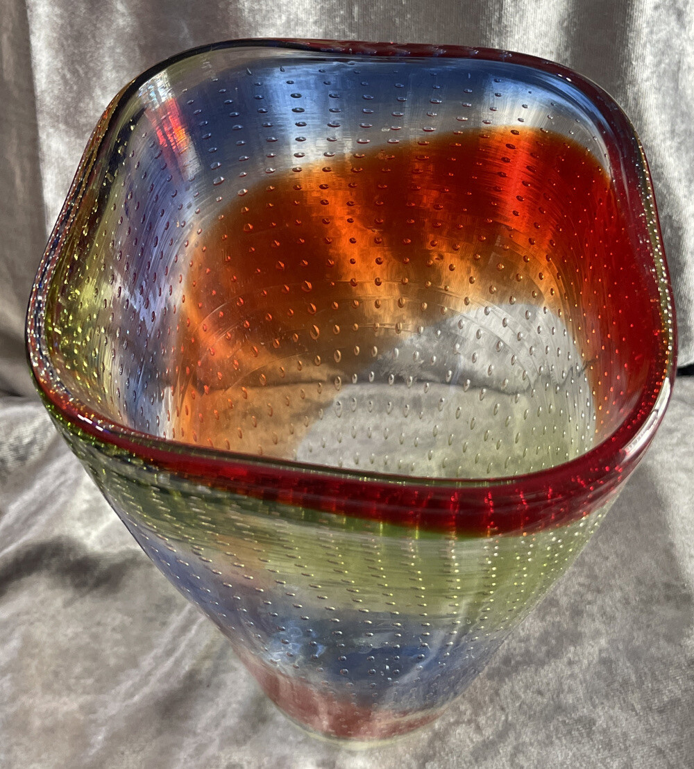 Murano Glass Bullicante Controlled Bubble Rainbow Vase 12” | eBay