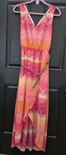 Womens Long Summer Dress L Unbranded Very Colorful With Zig Zag Pattern