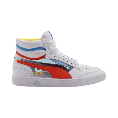 Puma Ralph Sampson Mid Glass White/Hot Coral/Ethereal Blue 371582-02 Men's Size