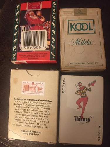 Lotto 4 mazzi carte da gioco Coca Cola Norman Rockwell Kool Milds Montana storia - Foto 2 di 2