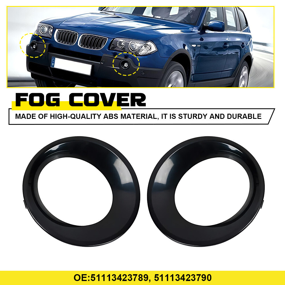 Pair Fog Light Cover Bezel Black Left+Right Side For BMW X3 E83 LCI 2007-2010