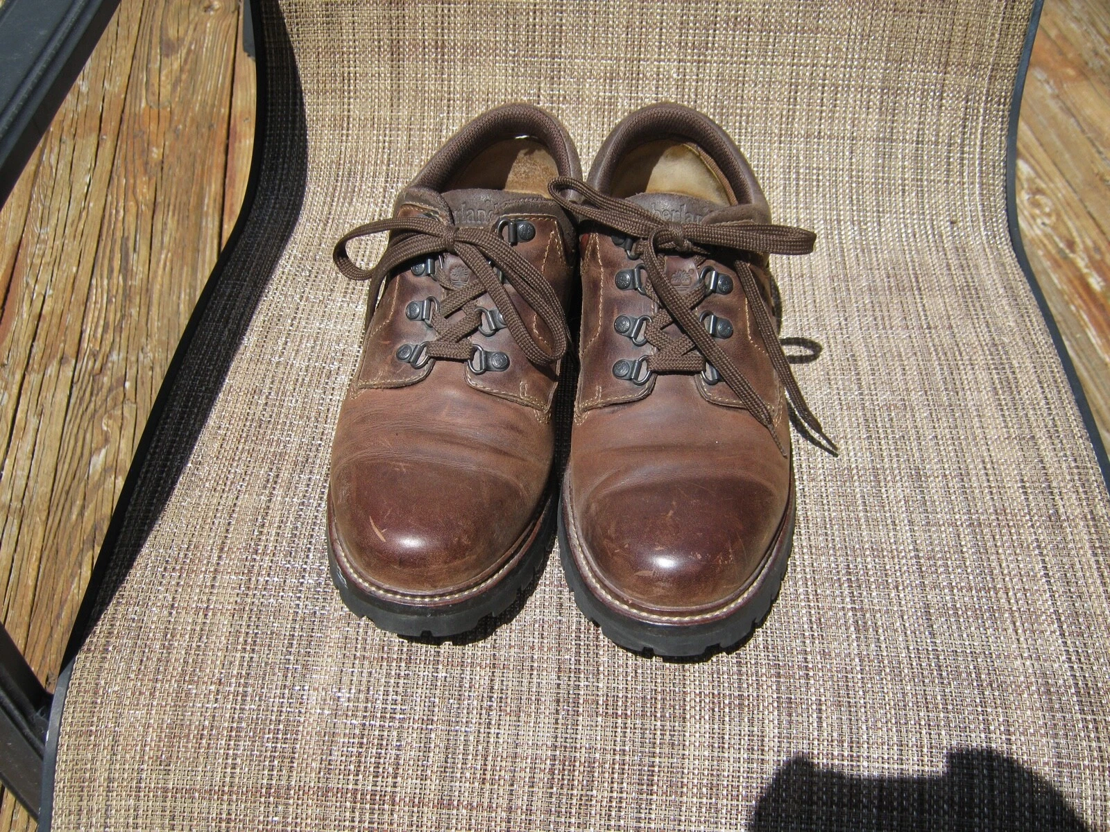 OXFORD DA UOMO TIMBERLAND MARRONE PELLE TAGLIA 10 5 MEDIO BELLA CONDIZIONE USATA!