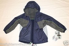 Boys Hooded Zip Jacket Size Medium 5/6 Navy Gray new