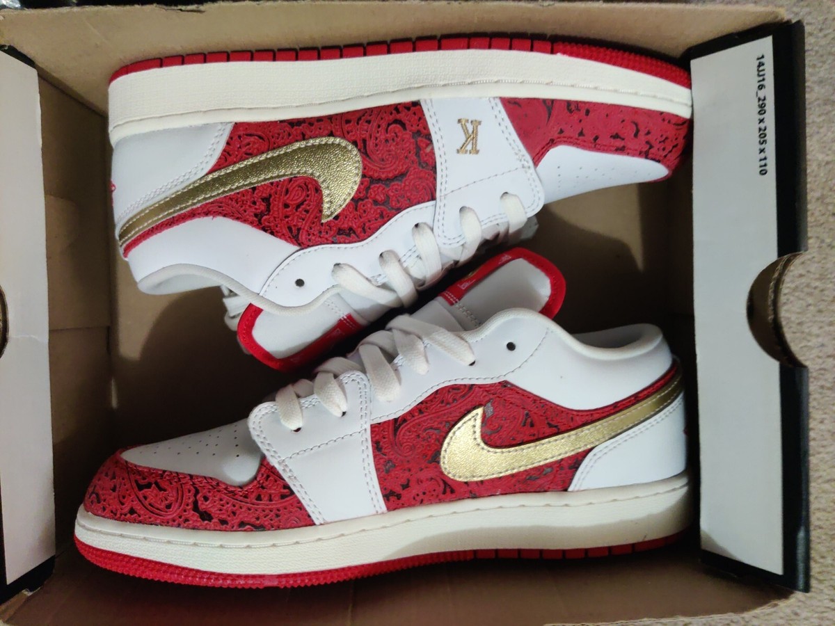 Nike Air Jordan 1 Low SE GS Spades Red White DJ5186-100 Size Nike Air Jordan 1 Low SE GS Spades Red White DJ5186-100 Size