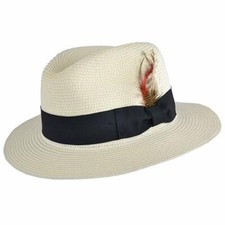 Herren Damen Packbar Stroh Sommer Panama Fedora Mütze mit Band Neu