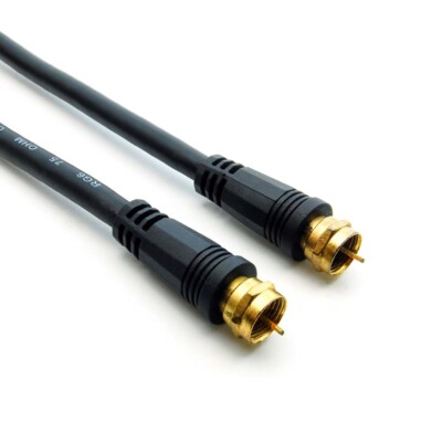 RG6 Coax Digital Cable Satellite TV Antenna Dish F-Type Male Gold - 6FT - 100FT