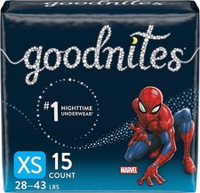 Spider-Man Goodnites Nighttime Bedwetting Underwear, Boys' X/S 28-43 lb. 15 Ct