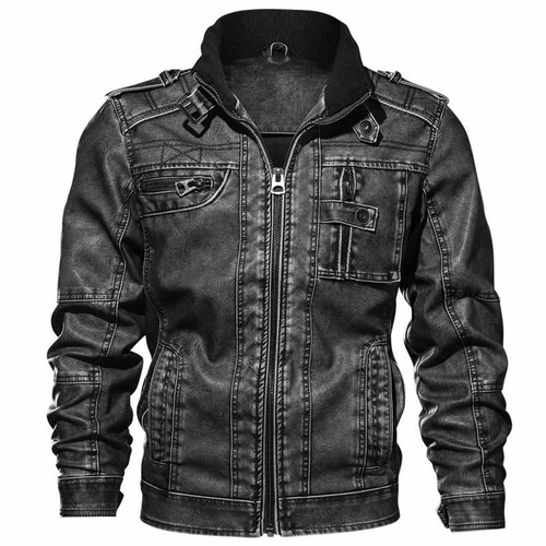 7XL Men's PU Jacket Leather Coat Autumn 