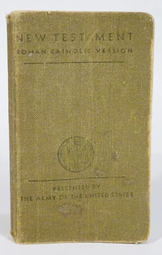 Vintage 1941 WWII US Army NEW TESTAMENT [Bible] ROMAN CATHOLIC VERSION-Oilcloth