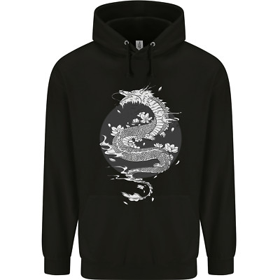 Japanischer Fantasy Drache Sonne Hintergrund Kinder Kids Hoodie