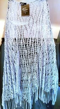 REDUCED!!  Cejon One Size Blue Fringed Crocheted Shawl Wrap - New w/Tag