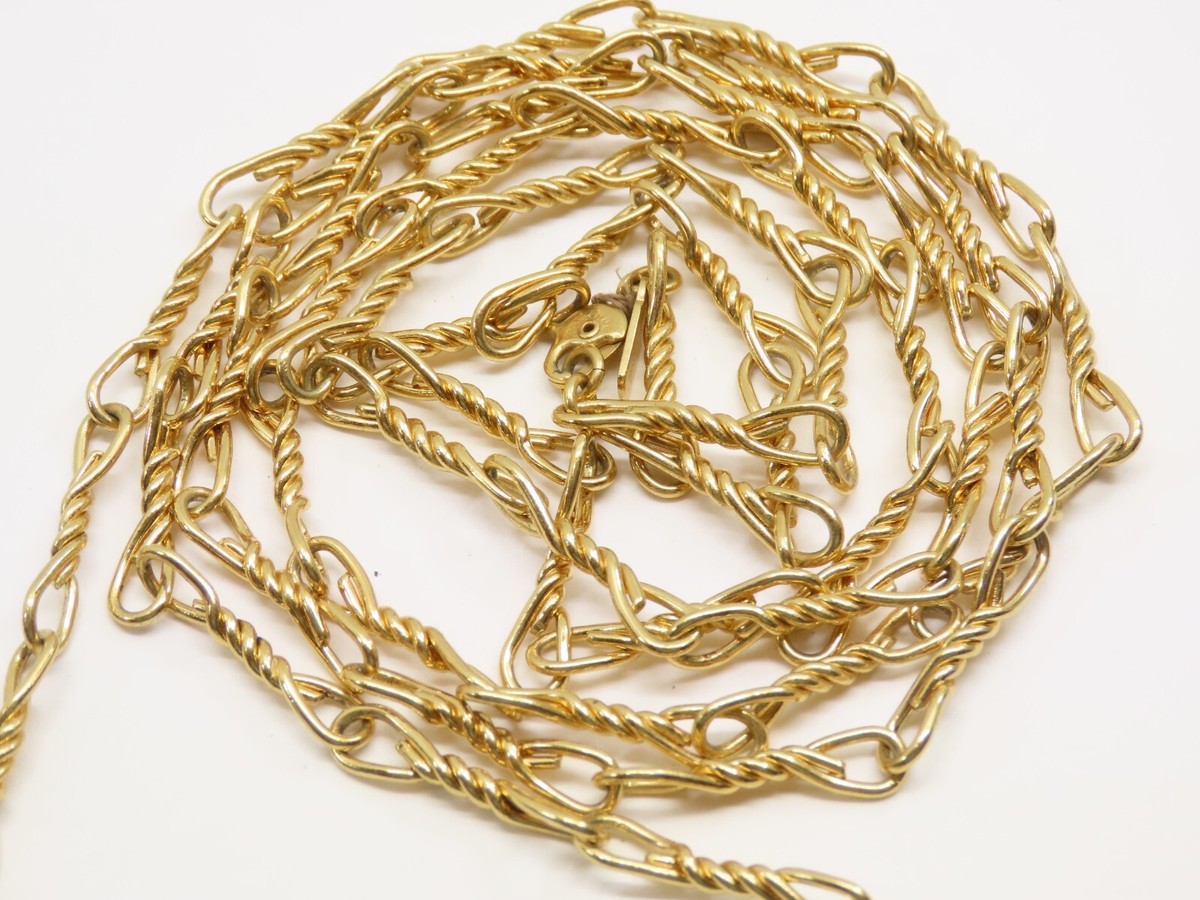 Vintage Monet Necklace Gold Tone Twisted Chain Link Signed