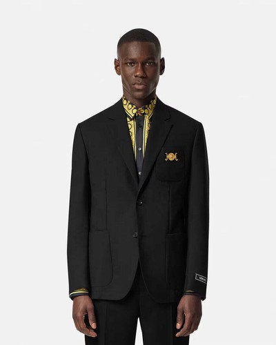 $3,350 Versace "BIGGIE" Solid Black Logo Side Tab Suit 40 - Picture 3 of 19
