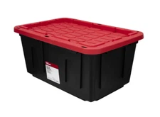 Hyper Tough 5 Gallon Snap Lid Storage Bin Container, Black w/ Red Lid, Plastic