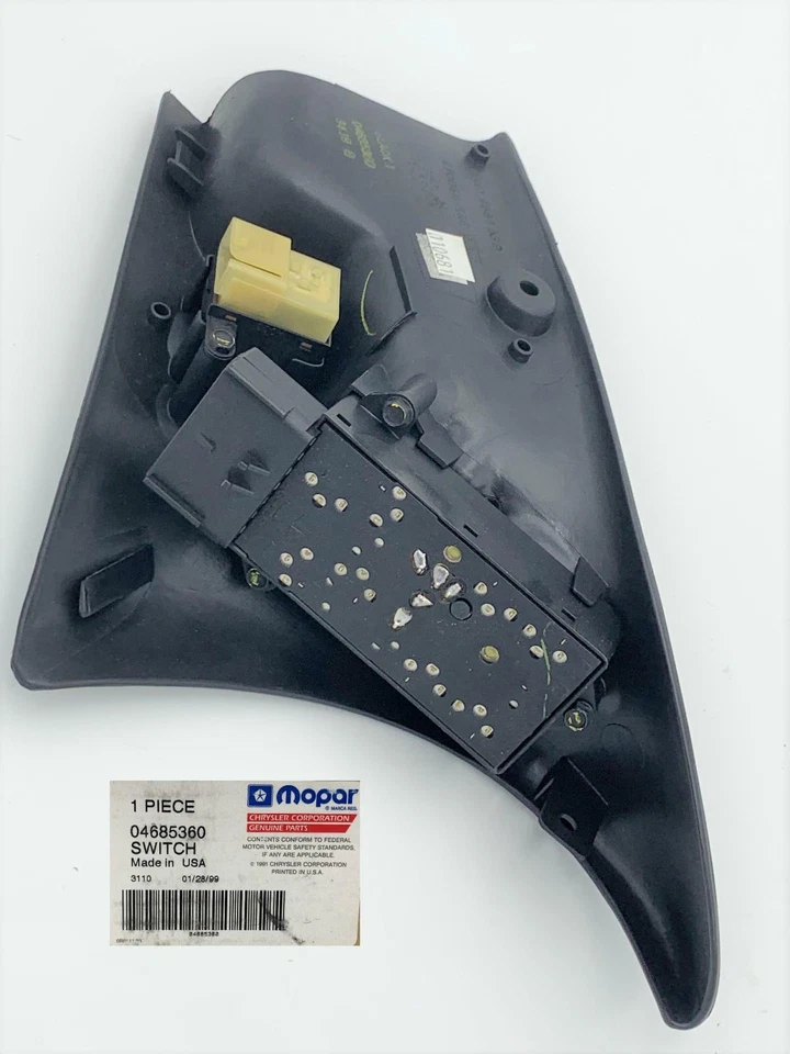 04685360 Novo Mopar 1997-2000 Plymouth Voyager Interruptor de Janela Lateral Direito PRETO - Imagem 2 de 4