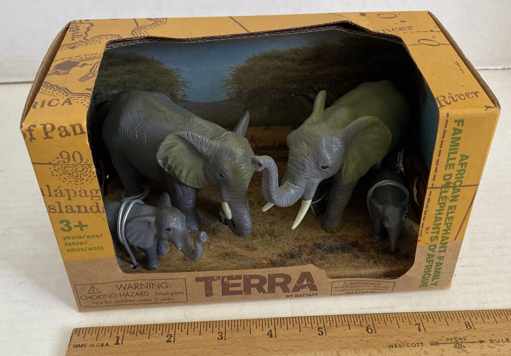 Terra by Battat African Elephant Family 4 pieces *NEW* AN2727Z