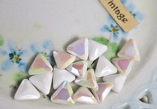 Vintage AB rhinestones Glass Lot Aurora White Triangle CZECH Faceted NOS 1040E