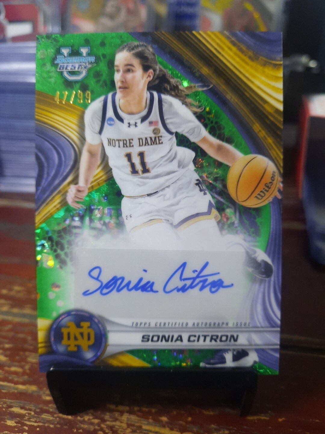 2024-25 Bowman U Best Sonia Citron Green Refractor RC Auto 47/99 Rookie Card