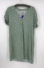 Gap Shirt Dress Womens Size Medium Green White Pullover V Neck Pockets EUC