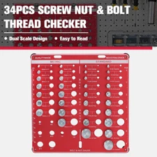 Nut & Bolt Thread Checker 34 Thread Identifier Board Gauge Inch and Metric Screw