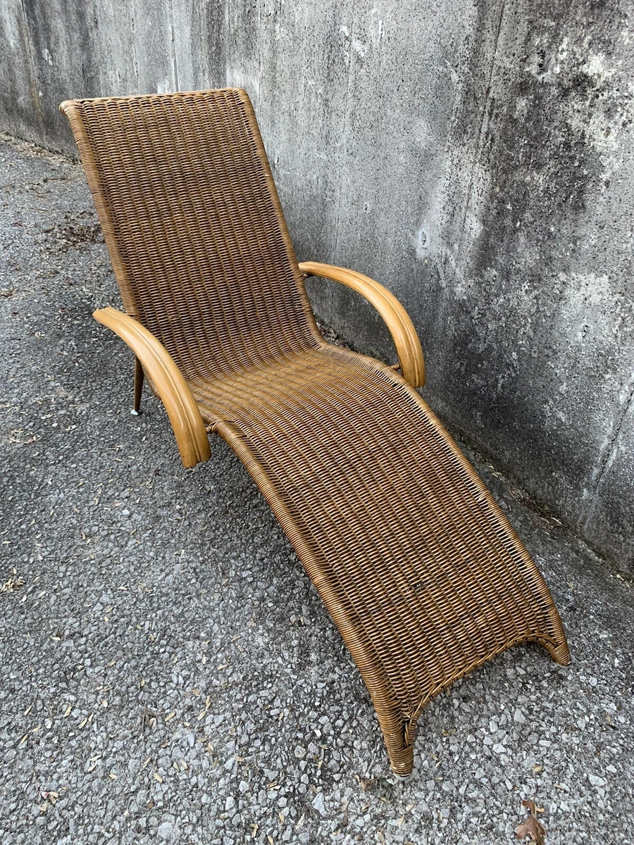 Midcentury modern vintage wicker sculptural chaise lounge eBay