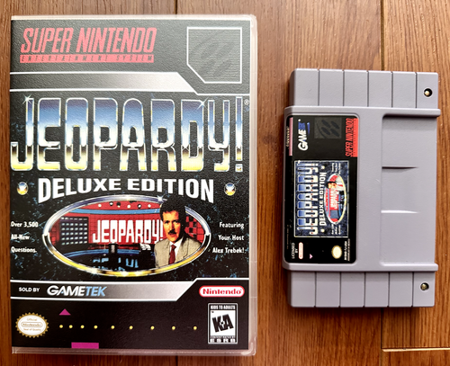Jeopardy Nintendo SNES Video Game w/ Protective Case Deluxe Edition Tested