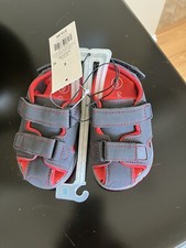 Cat Jack Boys Sandals Charcoal/Red-Size 6 -Hook Loop Straps-NWT